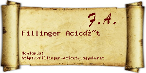 Fillinger Acicét névjegykártya